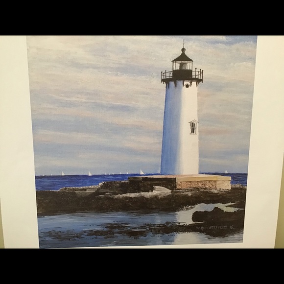 LIGHTHOUSE PRINT PORTSMOUTH HARBOR 1771 BEAUTIFUL - Picture 3 of 4
